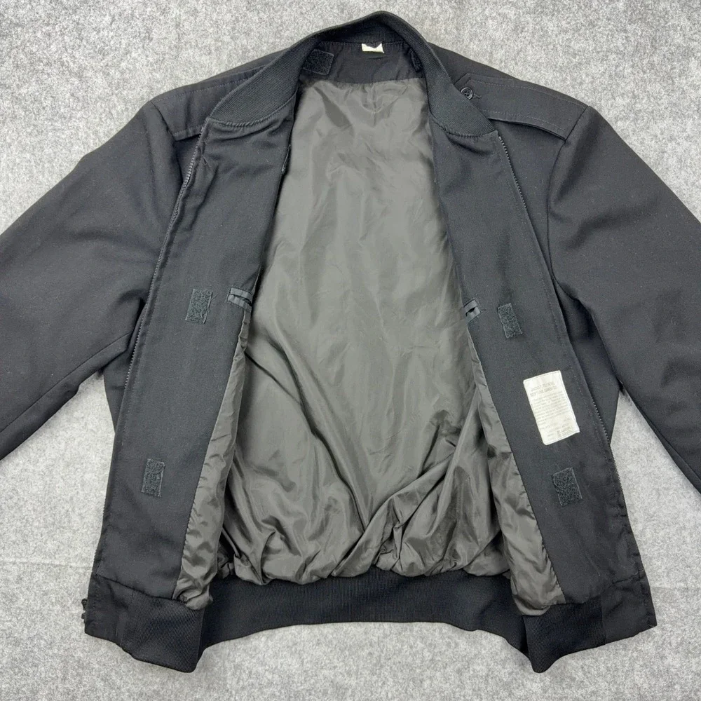 VTG Military Bomber Jacket Mens 46 Long Black Neptune Garment Co Wool Blend USA